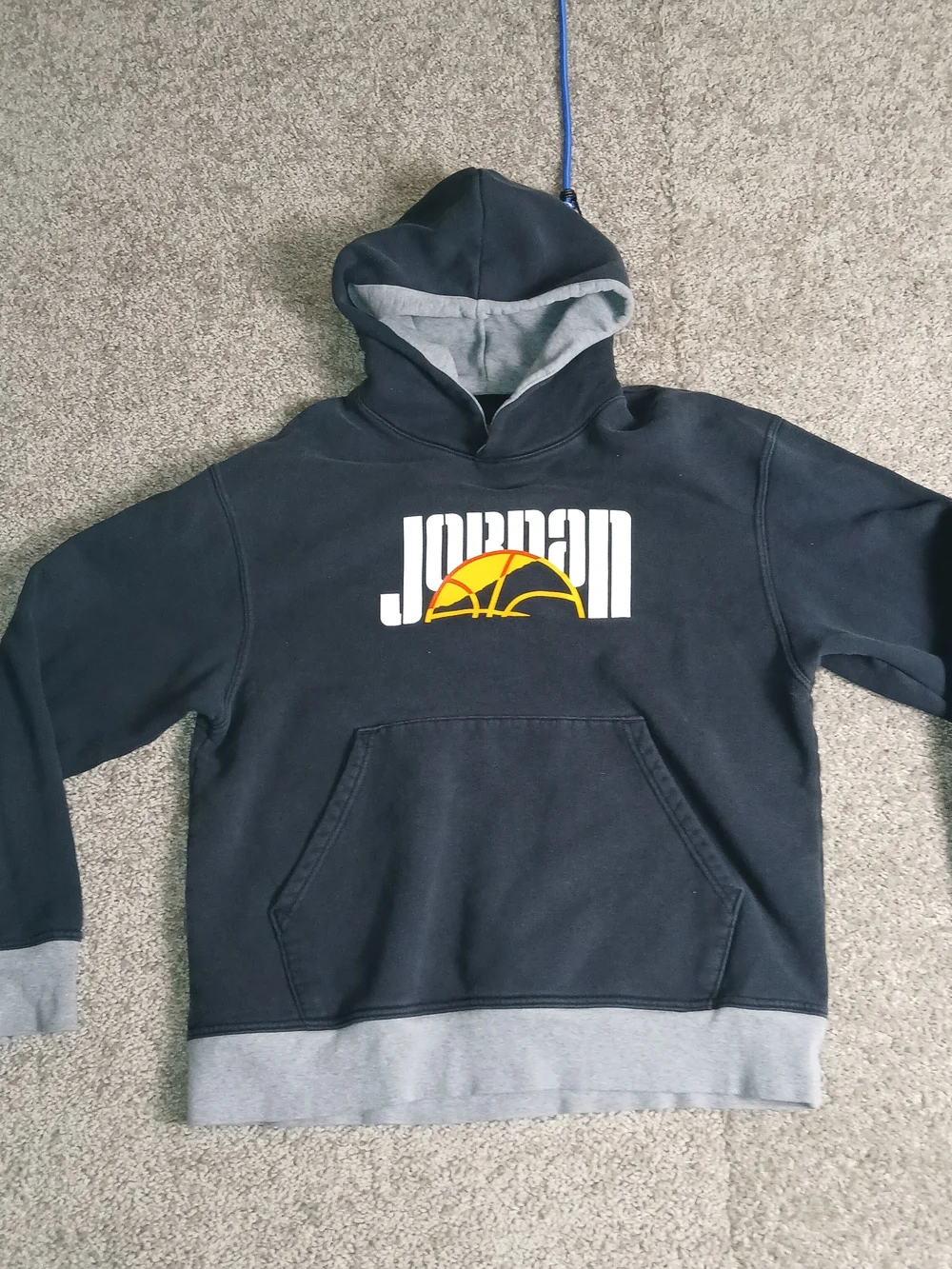 Jordan Sport Men's Black & Gray Fleece Pullover Hoodie w/ Graphic Logo - Large